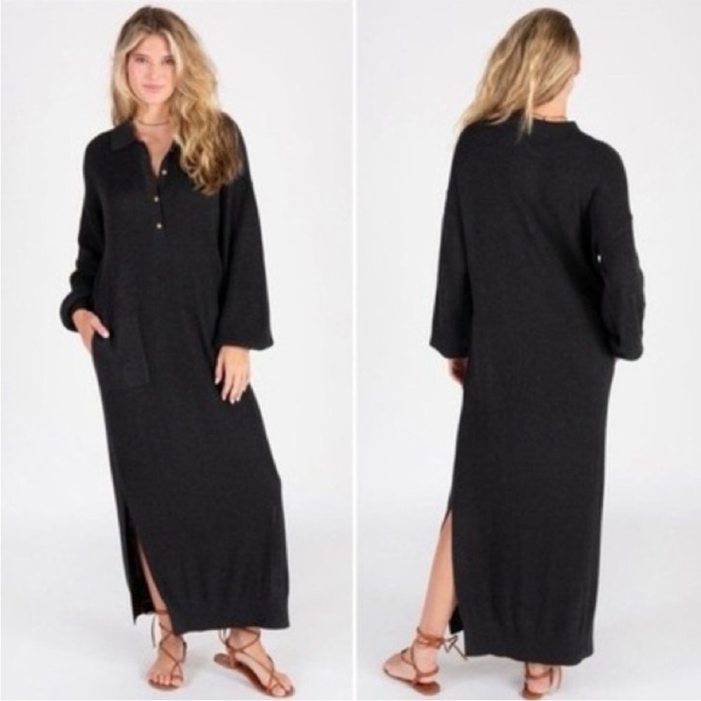 NWT Natural Life Knit Charcoal Maxi Sweater Dress